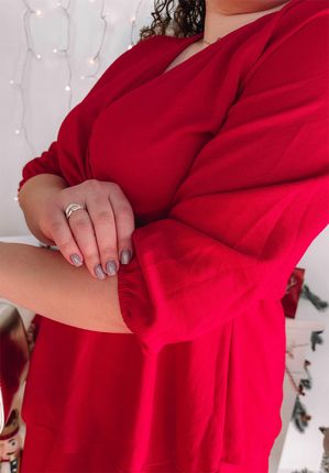 Sukienka z kopertowym dekoltem Elsa czerwona : Rozmiar - 38 - zdjęcie 3