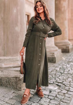 Sukienka maxi z paskiem Valentina khaki : Rozmiar - UNIWERSALNY - zdjęcie 2