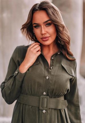 Sukienka maxi z paskiem Valentina khaki : Rozmiar - UNIWERSALNY - zdjęcie 3