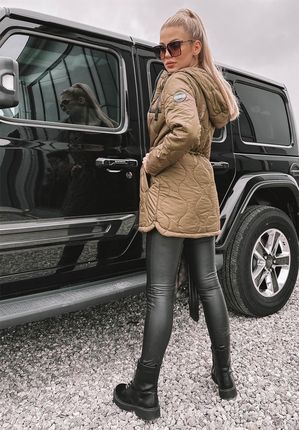 Pikowana kurtka z kapturem Mili khaki : Rozmiar - 2XL - zdjęcie 2