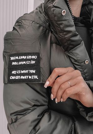 Długa pikowana kurtka z kapturem Anika czarna : Rozmiar - 2XL - zdjęcie 2