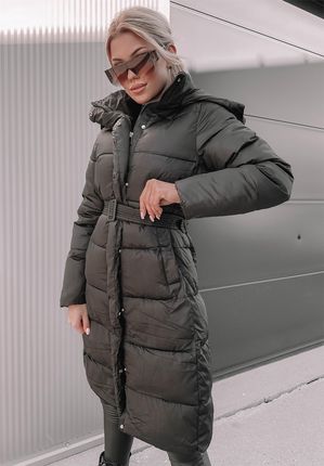 Długa pikowana kurtka z kapturem Anika czarna : Rozmiar - 2XL - zdjęcie 3