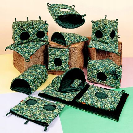 Ukory Hamak Piwnica Tunel Domek Gryzoń Świnka Morska Koszatniczka 36×30cm Zielony - zdjęcie 2