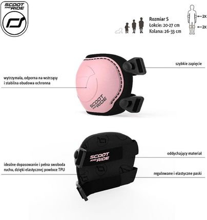 Scoot And Ride zestaw ochraniaczy na łokcie i kolana S - Rose - zdjęcie 6