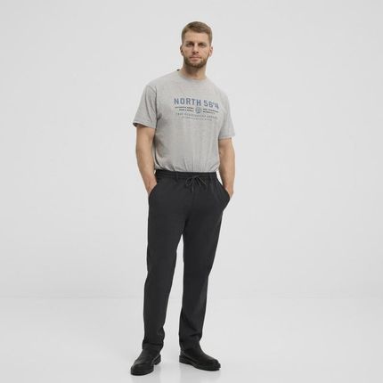 Eleganckie spodnie chino z gumką w pasie North 56°4 grafitowe - zdjęcie 4