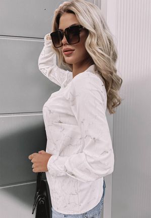 Elegancka bluzka z wiązaniem Natal biała : Rozmiar - 44 - zdjęcie 2