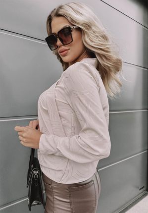 Elegancka bluzka z wiązaniem Natal pudrowa : Rozmiar - 38 - zdjęcie 2