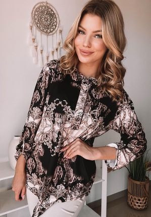 Wzorzysta bluzka Cecelia czarna : Rozmiar - 50 - zdjęcie 4