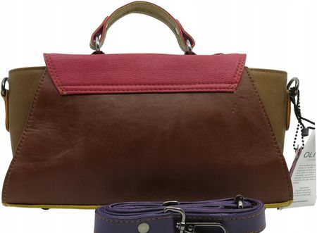 Torebka damska skórzana retro do ręki regulowany pasek elegancka eko OLIVKA - zdjęcie 3