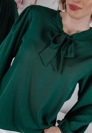 Elegancka bluzka z wiązaniem Elodie zielona : Rozmiar - 40 - zdjęcie 3