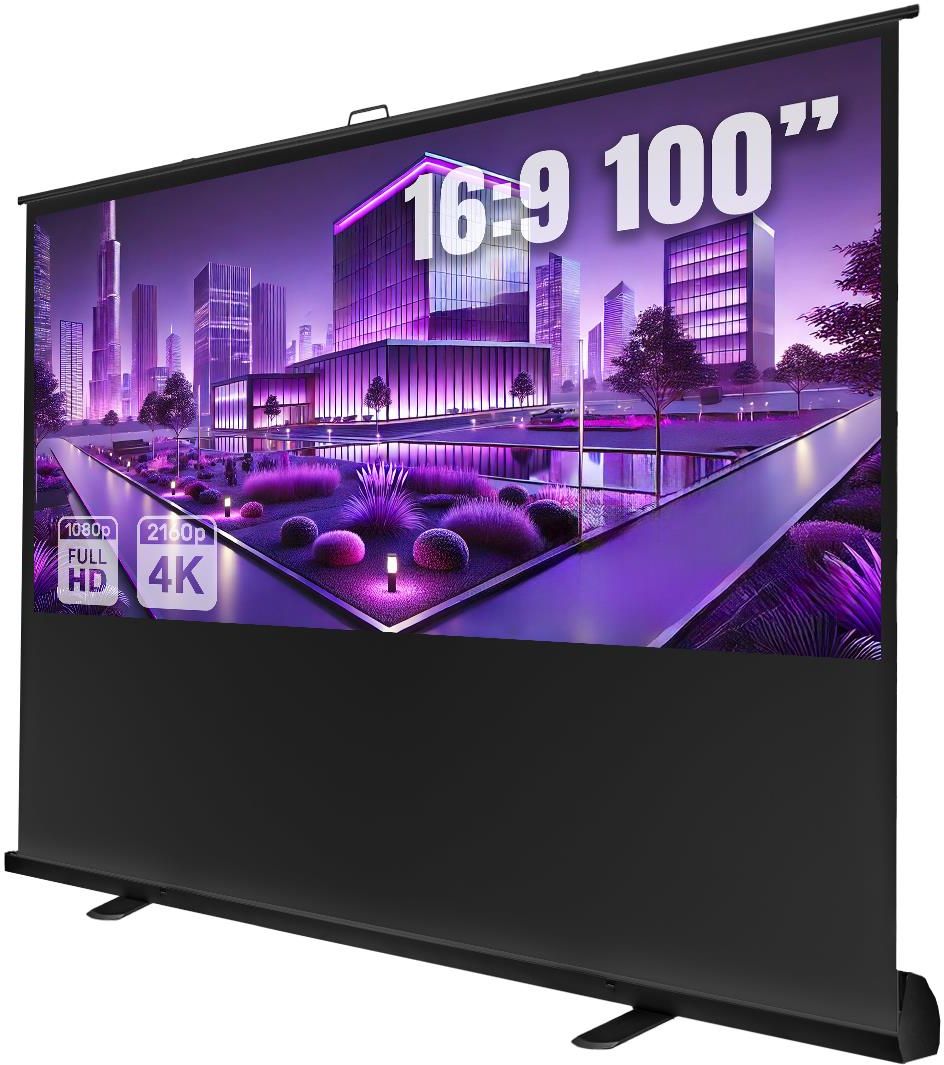 Zdjęcie Produkt z Outletu: Rozwijany Ekran Do Projektora Przenośny Podłogowy 100 Cali 4K 16:9 Składany Rzutnika - Krobia