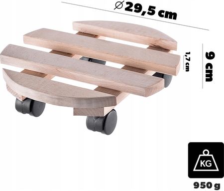 Podstawka Pod Doniczkę Donicę Na Kółkach Drewniana Okrągła Podest 30 cm 1778235046 - zdjęcie 2