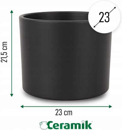 Donica Doniczka Ceramiczna Czarna Osłonka Do Kwiatów Roślin 23cm 1779738418 - zdjęcie 2