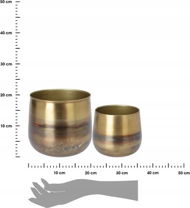 2X Metalowa Osłonka Na Kwiaty Rośliny 2 Szt Donica Złota Kpl Do Salonu 1778851736 - zdjęcie 4