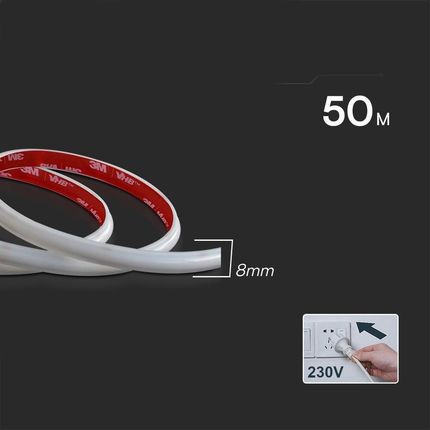 Taśma LED 230V V-TAC Bezpunktowa COB 286LED/m 12,5W/m Rolka 50mb VT-2025 286-50M 4000K 1100lm - zdjęcie 2