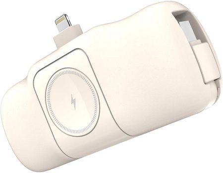 Wozinsky Mini Powerbank Wf16-Yls 5000mAh 15W Lightning Z Wbudowanym Kablem USB-C I Ładowarką Do Apple Watch Beżowy - zdjęcie 6