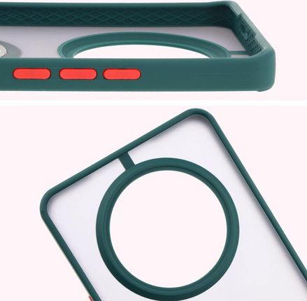 Etui Z Uchwytem Na Palec Bizon Case Hybrid Ring Do Honor Magic7 Lite Przydymione Ciemnozieloną Ramką - zdjęcie 3