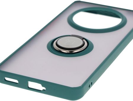 Etui Z Uchwytem Na Palec Bizon Case Hybrid Ring Do Honor Magic7 Lite Przydymione Ciemnozieloną Ramką - zdjęcie 2