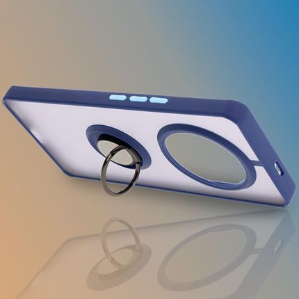 Etui Z Uchwytem Na Palec Bizon Case Hybrid Ring Do Honor Magic7 Lite Przydymione Granatową Ramką - zdjęcie 6