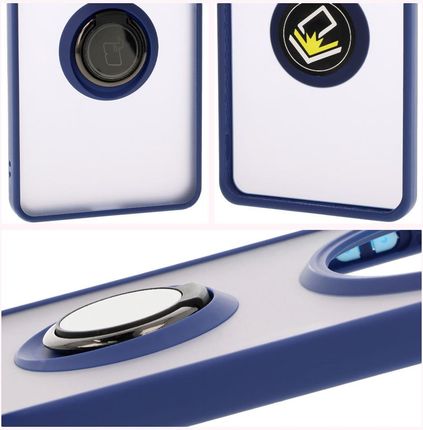 Etui Z Uchwytem Na Palec Bizon Case Hybrid Ring Do Honor Magic7 Lite Przydymione Granatową Ramką - zdjęcie 5