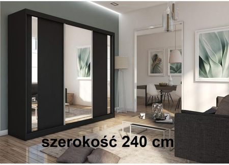 Meblotrans Duża I Pojemna Szafa Gusto 240Cm Biała Przesuwna Z Lustrem Półkami Drążkiem (SZAFAGUSTO240) - zdjęcie 4