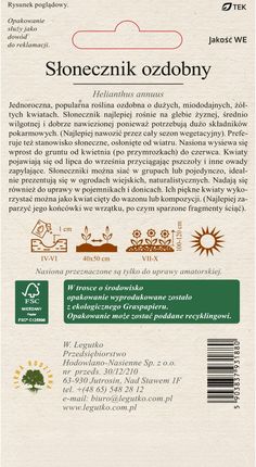 W. Legutko Słonecznik Żółty 1g Old Nasiona - zdjęcie 3