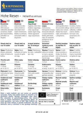 Kiepenkerl Słonecznik Zwyczajny Hohe RiesenNasiona - zdjęcie 2