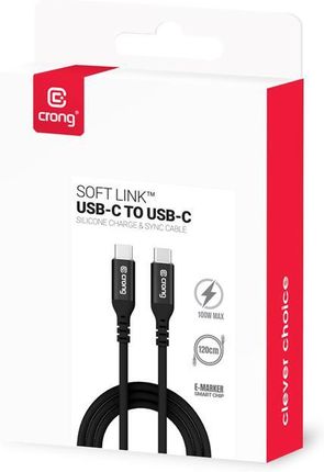 Crong Soft Link - Kabel 100W PD 5A USB-C do USB-C 25cm (czarny) - zdjęcie 3
