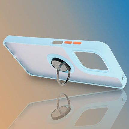 Bizon Etui Z Uchwytem Na Palec Case Hybrid Ring Do Motorola Moto G15 Power Przydymione Jasnoniebieską Ramką - zdjęcie 6