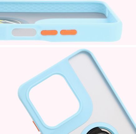 Bizon Etui Z Uchwytem Na Palec Case Hybrid Ring Do Motorola Moto G15 Power Przydymione Jasnoniebieską Ramką - zdjęcie 3