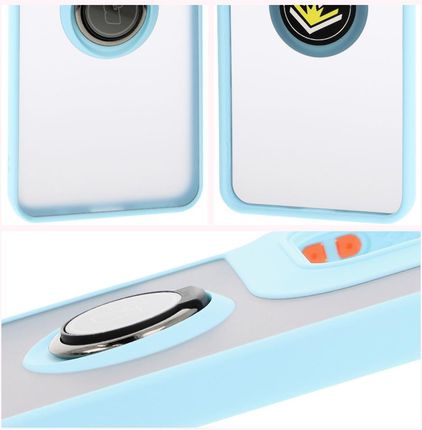 Bizon Etui Z Uchwytem Na Palec Case Hybrid Ring Do Motorola Moto G15 Power Przydymione Jasnoniebieską Ramką - zdjęcie 2