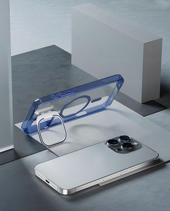 Smart Tel Etui Phoneo Clear Extra Do Magsafe Iphone 15 Podpórka Plecki Granat - zdjęcie 3