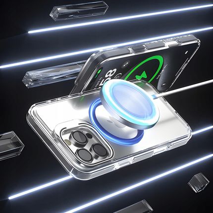 Smart Tel Etui Phoneo Clear Extra Do Magsafe Iphone 15 Podpórka Plecki Granat - zdjęcie 4