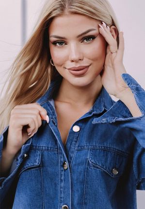 Koszula damska jeansowa Sophia, tunika, niebieska : Rozmiar - 2XL - zdjęcie 3