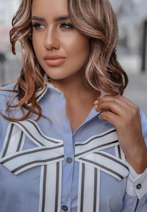 Niebieska koszula z ozdobną kokardą Josephine : Rozmiar - UNIWERSALNY - zdjęcie 2