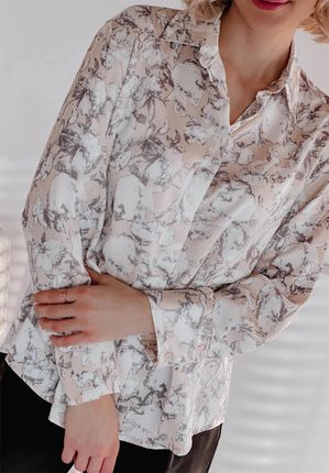 Wzorzysta koszula Flora ecru : Rozmiar - 40 - zdjęcie 3