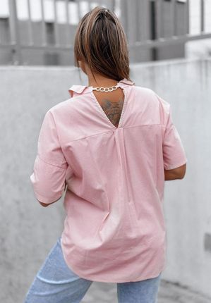 Koszula z krótkim rękawem i łańcuszkiem Glam Girl różowa : Rozmiar - UNIWERSALNY - zdjęcie 3