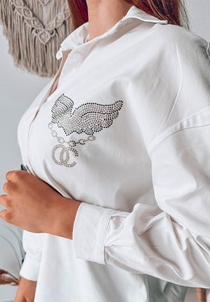 Koszula z cyrkoniami Wings biała : Kolor - Biały, Rozmiar - XL - zdjęcie 2