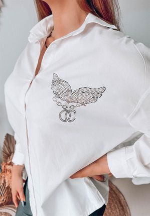 Koszula z cyrkoniami Wings biała : Kolor - Biały, Rozmiar - XL - zdjęcie 3