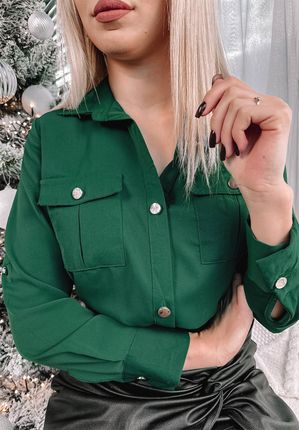 Koszula z kieszeniami Princess butelkowa zieleń : Rozmiar - 2XL - zdjęcie 4