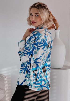 Wzorzysta koszula Flora niebieska : Rozmiar - 36 - zdjęcie 4