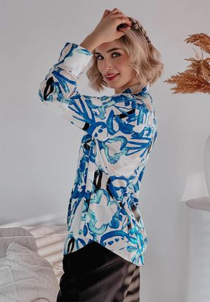 Wzorzysta koszula Flora niebieska : Rozmiar - 38 - zdjęcie 3