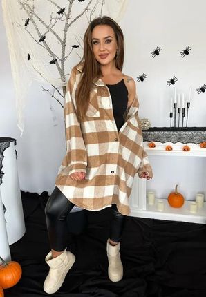Koszula tunika oversize Stunning beżowa : Rozmiar - Jeden rozmiar - zdjęcie 3