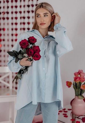 Koszula oversize Unique niebieska : Rozmiar - Jeden rozmiar - zdjęcie 3