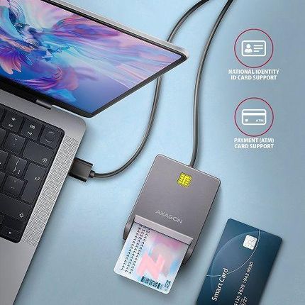 Axagon Cre-Sm3T, Czytnik Kart Stykowych Usb-A Flatreader Karta Inteligentna (Eobčanka), Kabel 1,3M (CRESM3T) - zdjęcie 2