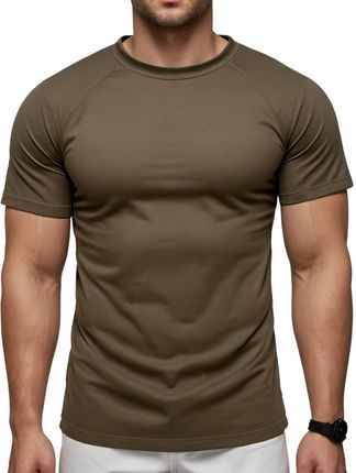 Koszulka Sportowa Męska T-shirt Khaki Termoaktywny Lekki M - zdjęcie 3