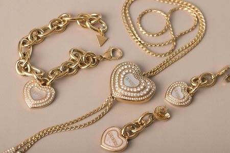 Bransoletka damska Guess Beloved Gruby splot Serce stal kolor srebra S - zdjęcie 3