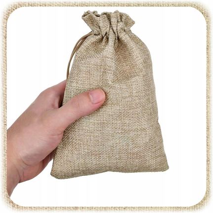 Woreczki Lniane Ze Sznurkiem 10x12cm Z Lnu Jutowe Zioła Podziękowania 10SZT 1781280685 - zdjęcie 2