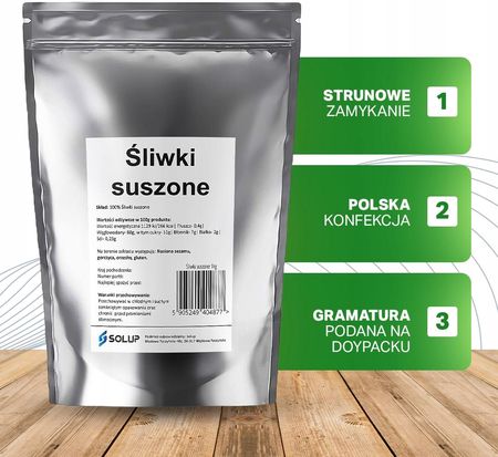 Solup Śliwki Suszone Bez Pestek Śliwka Naturalna 1kg - zdjęcie 3