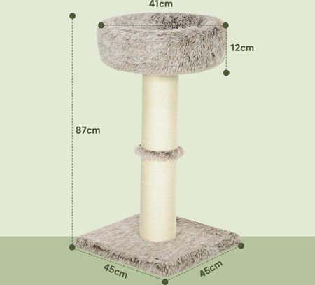 Pawhut Drapak Dla Kota O Wysokości 87Cm Z Legowiskiem Gruby Pień Sizalowymi Drapakami Kotów Do 6Kg Wnętrz Brązowy 1779104765 - zdjęcie 2